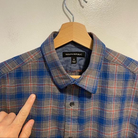 Banana Republic Plaid Long Sleeve Button Up Med Weight Shirt Men Small (Tag Med) - Picture 7 of 9